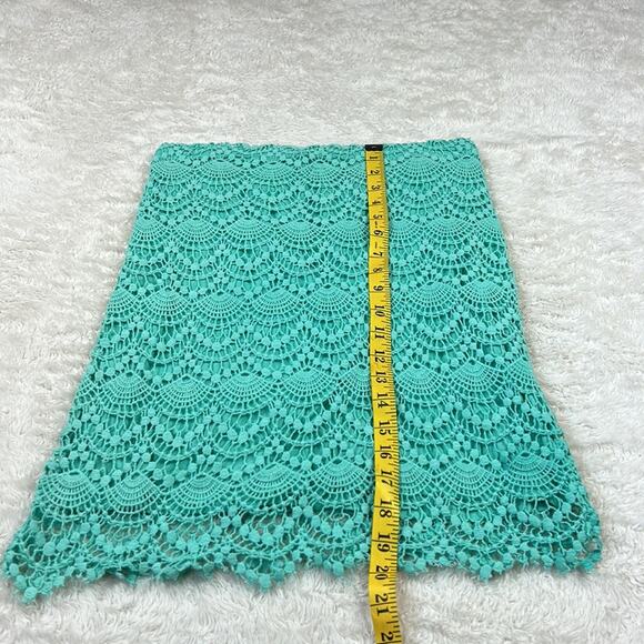 Valerie Bertinelli crochet overlay turquoise pencil skirt, size 2 - Picture 3 of 6